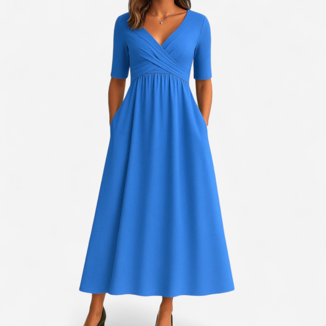 Kennedy | Women's Elegant Midi Dress - Light blue