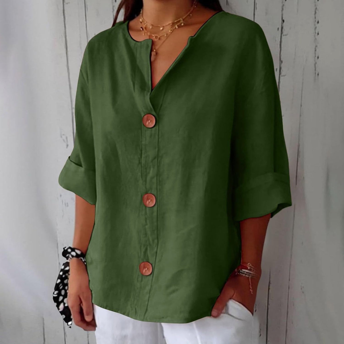 Kennedy | Women's Lightweight Linen Short Sleeve Blouse, Lightweight Summer Top for Holidays and Casual Wear, Lightweight Summer Top for Holidays and Casual Wear - image 10