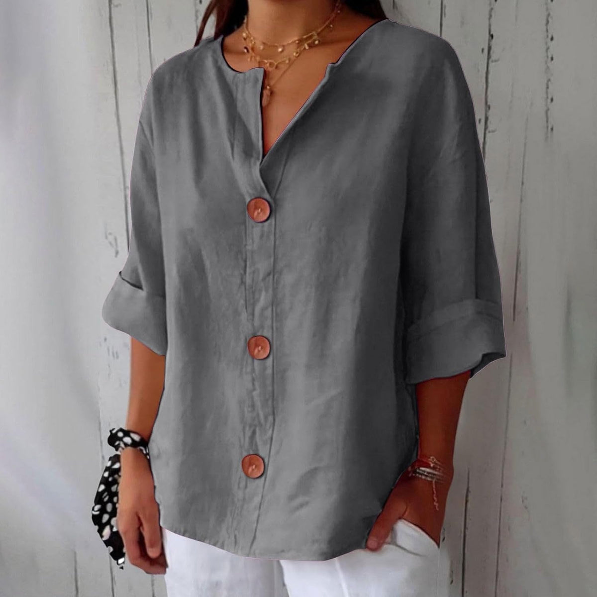 Kennedy | Women's Lightweight Linen Short Sleeve Blouse, Lightweight Summer Top for Holidays and Casual Wear, Lightweight Summer Top for Holidays and Casual Wear - image 2