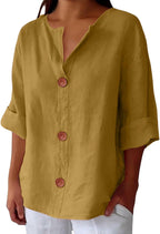 Kennedy | Women's Lightweight Linen Short Sleeve Blouse, Lightweight Summer Top for Holidays and Casual Wear, Lightweight Summer Top for Holidays and Casual Wear - image 3