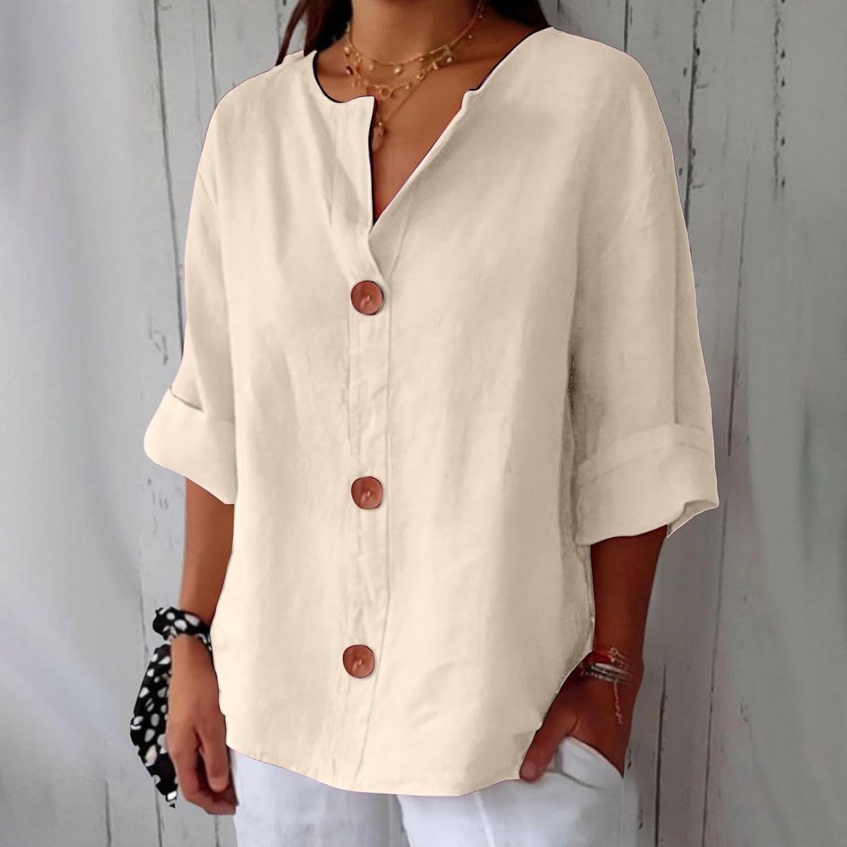 Kennedy | Women's Lightweight Linen Short Sleeve Blouse, Lightweight Summer Top for Holidays and Casual Wear, Lightweight Summer Top for Holidays and Casual Wear - image 4