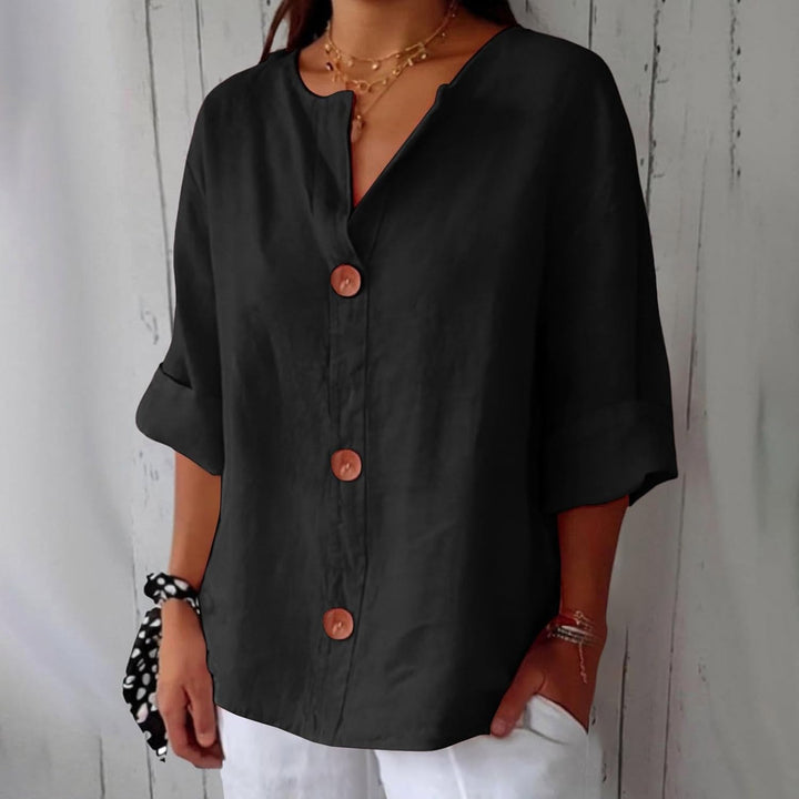Kennedy | Women's Lightweight Linen Short Sleeve Blouse - image 9