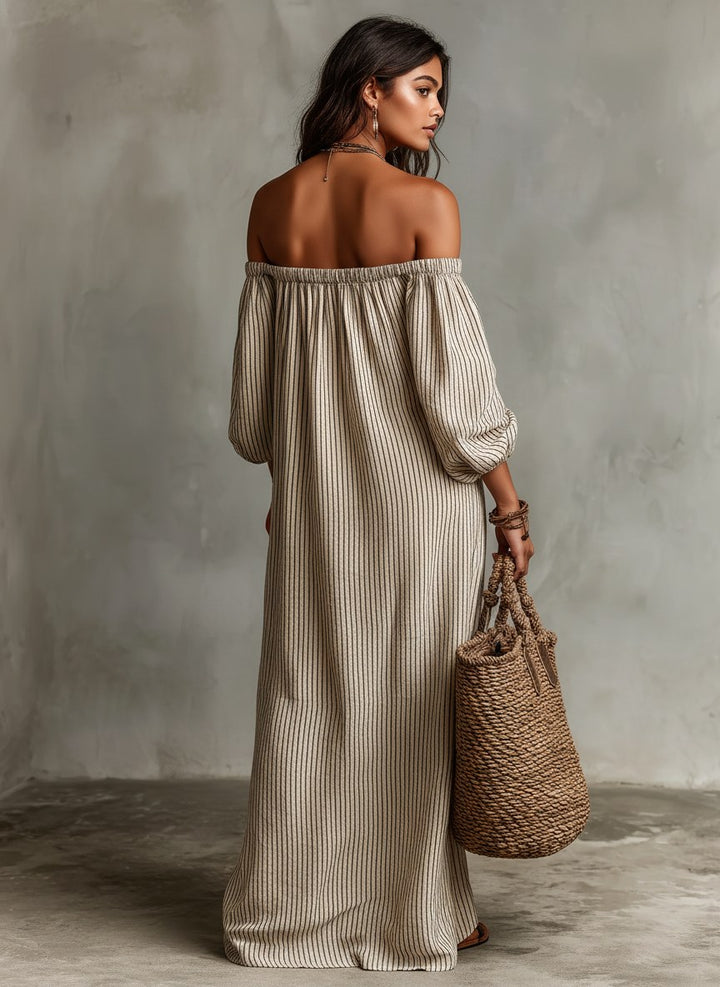 Kennedy | Women's Off-Shoulder Cotton-Linen Maxi Dress - image 6
