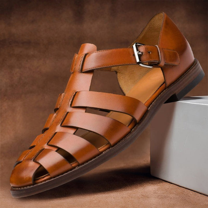 Kennedy | Women's Vegan Leather Fisherman Sandals - Brown