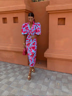 Kennedy | Women's Wrap Waist Midi Dress, Flattering Summer Dress for Holidays and Everyday Wear, Flattering Summer Dress for Holidays and Everyday Wear - image 6