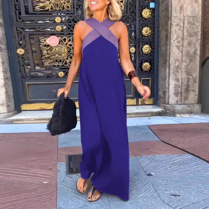 Kiara | Women's Crossed Maxi Dress, Flowing Everyday Dress | The Shrader Sisters | Blue