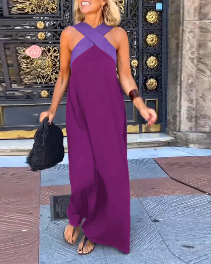 Kiara | Women's Crossed Maxi Dress, Flowing Everyday Dress | The Shrader Sisters | Purple