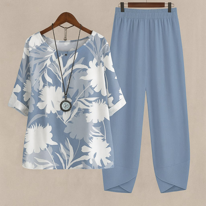Kiara | Women's Floral Two-Piece Set, Harem Trousers Lounge Set | The Shrader Sisters