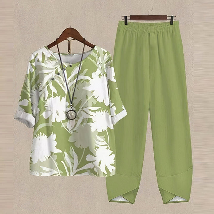 Kiara | Women's Floral Two-Piece Set, Harem Trousers Lounge Set | The Shrader Sisters