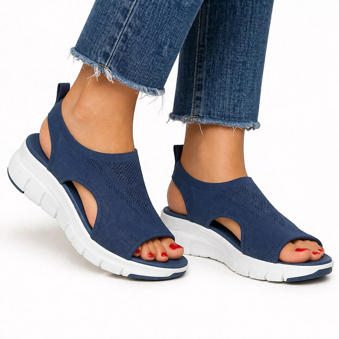 Kinsley | Women's Orthopedic Slip-On Walking Shoes, Lightweight Cushioned Trainers | The Shrader Sisters | Navy