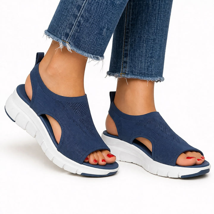 Kinsley | Women's Orthopedic Slip-On Walking Shoes, Lightweight Cushioned Trainers | The Shrader Sisters | Navy