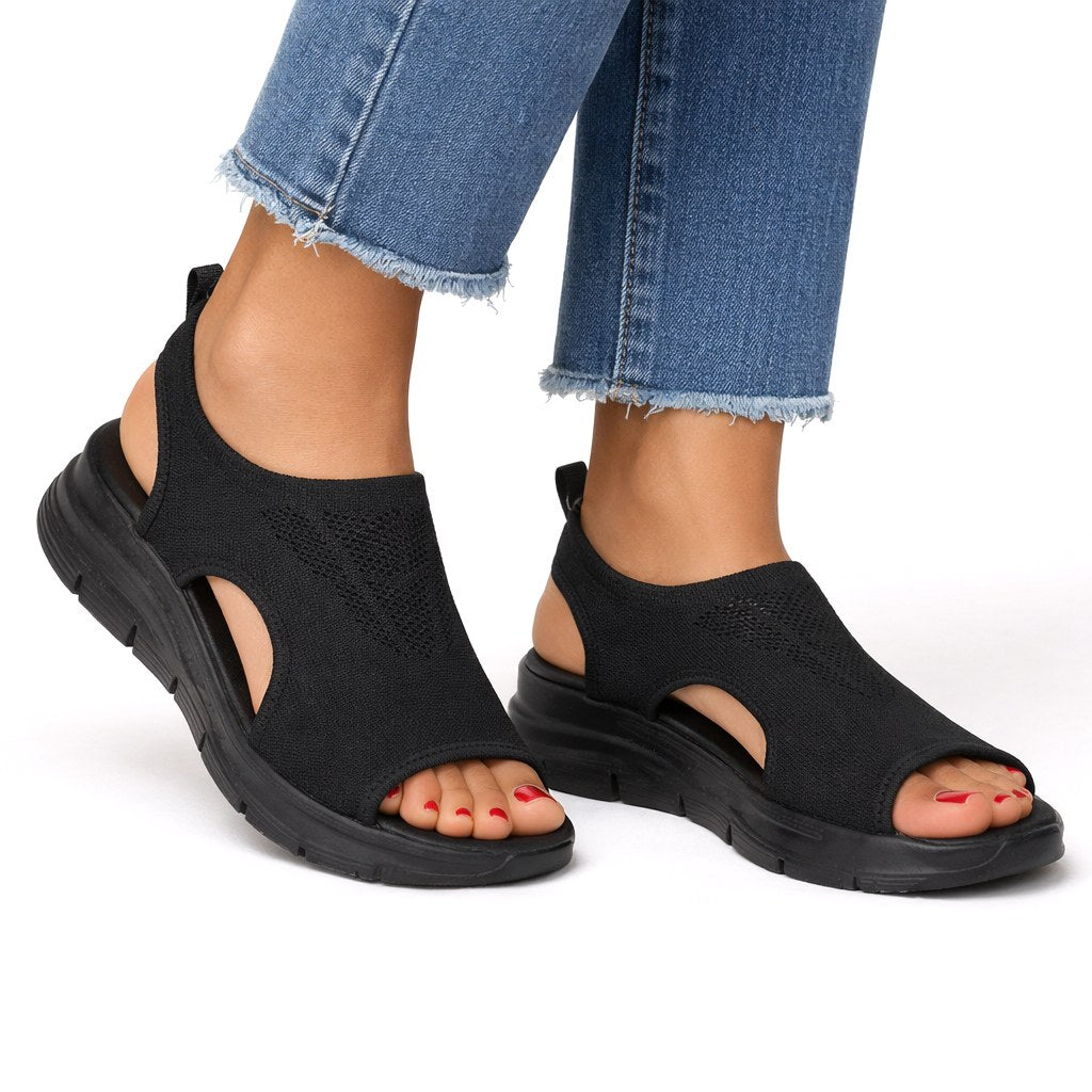 Kinsley | Women's Orthopedic Slip-On Walking Shoes, Lightweight Cushioned Trainers | The Shrader Sisters | Black