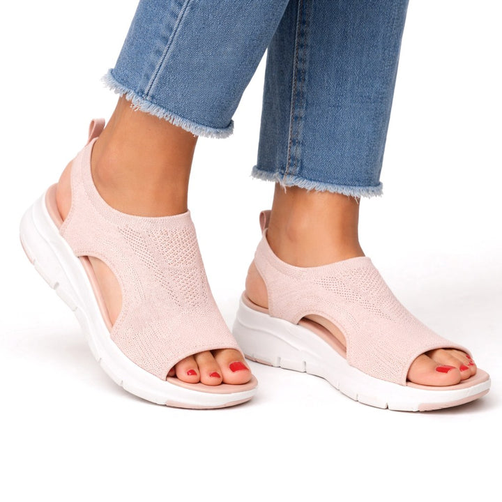 Kinsley | Women's Orthopedic Slip-On Walking Shoes, Lightweight Cushioned Trainers | The Shrader Sisters | Pink