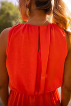 Kirra | Women's Sleeveless Midi Dress with High Neckline, Side-Slit Midi Dress | The Shrader Sisters