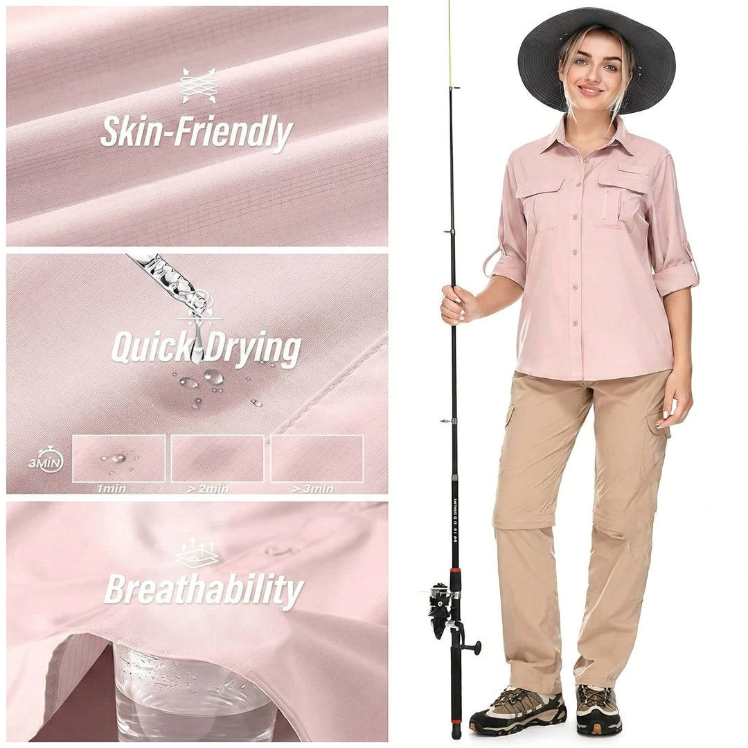 Kirrily | Women's UPF 50 Long Sleeve Hiking Shirt, Convertible Outdoor Top | The Shrader Sisters | Blue