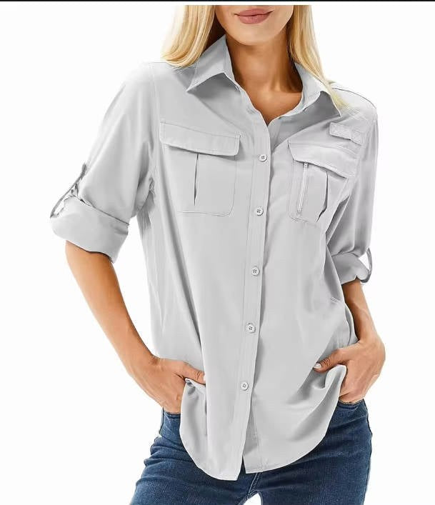 Kirrily | Women's UPF 50 Long Sleeve Hiking Shirt, Convertible Outdoor Top | The Shrader Sisters | Black