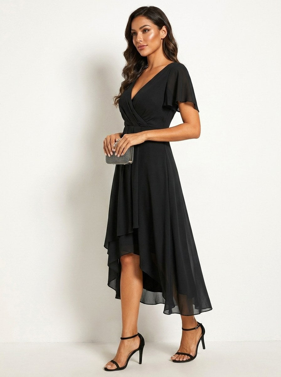Kirsty | Women's Midi Dress with Lace Detail, Romantic Midi Dress | The Shrader Sisters | Rood