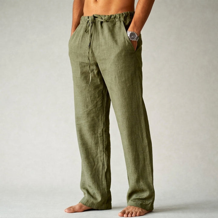 Kye | Women's Lightweight Linen Trousers, Tailored Summer Trousers | The Shrader Sisters | Green