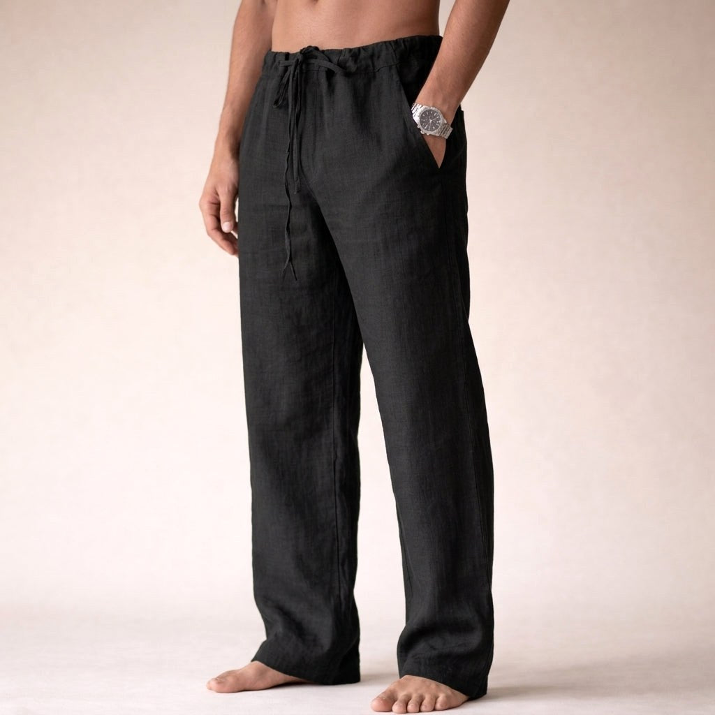 Kye | Women's Lightweight Linen Trousers, Tailored Summer Trousers | The Shrader Sisters | Black