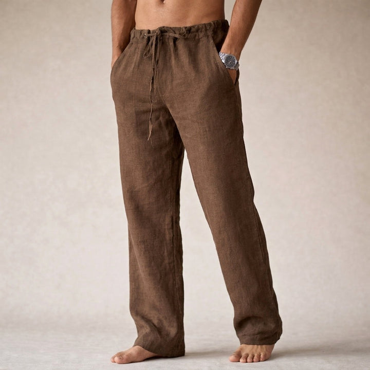 Kye | Women's Lightweight Linen Trousers, Tailored Summer Trousers | The Shrader Sisters | Brown