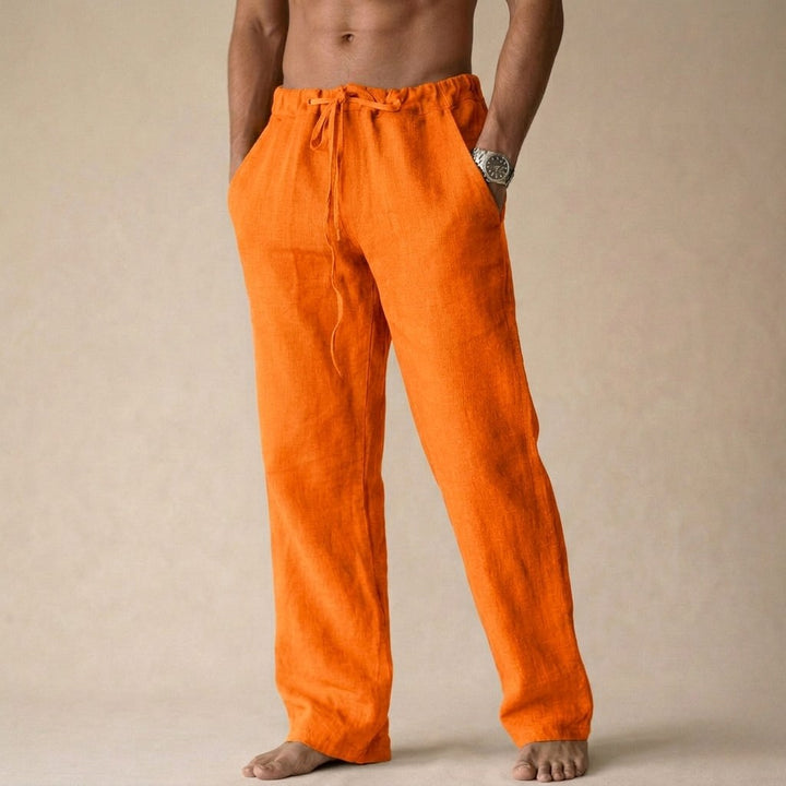 Kye | Women's Lightweight Linen Trousers, Tailored Summer Trousers | The Shrader Sisters | Orange