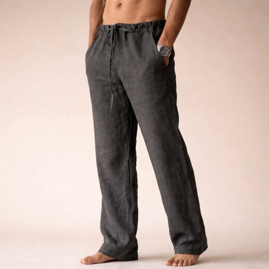 Kye | Women's Lightweight Linen Trousers, Tailored Summer Trousers | The Shrader Sisters | Dark Gray