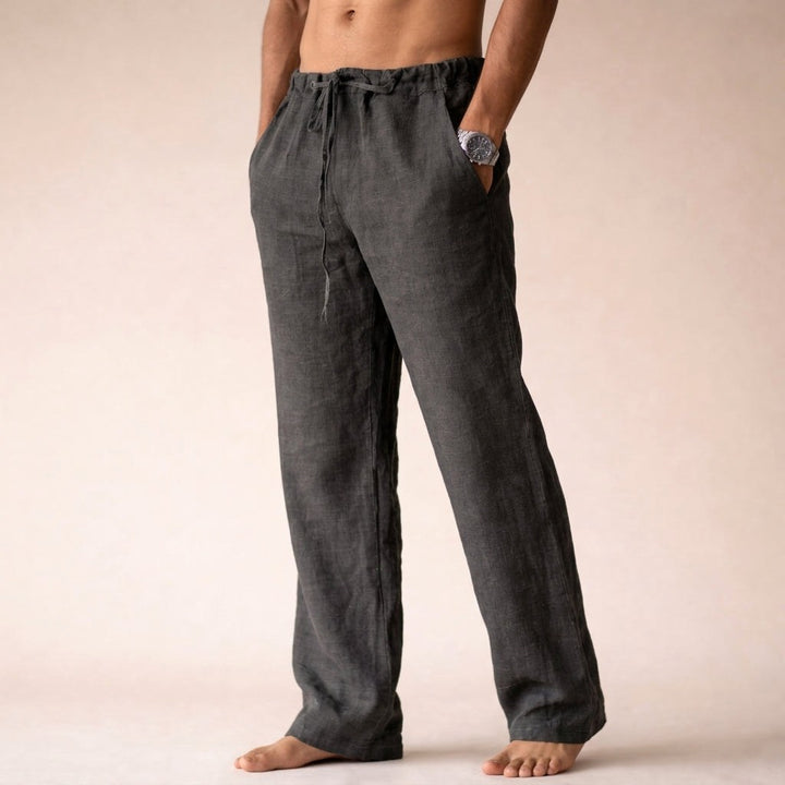 Kye | Women's Lightweight Linen Trousers, Tailored Summer Trousers | The Shrader Sisters | Dark Gray