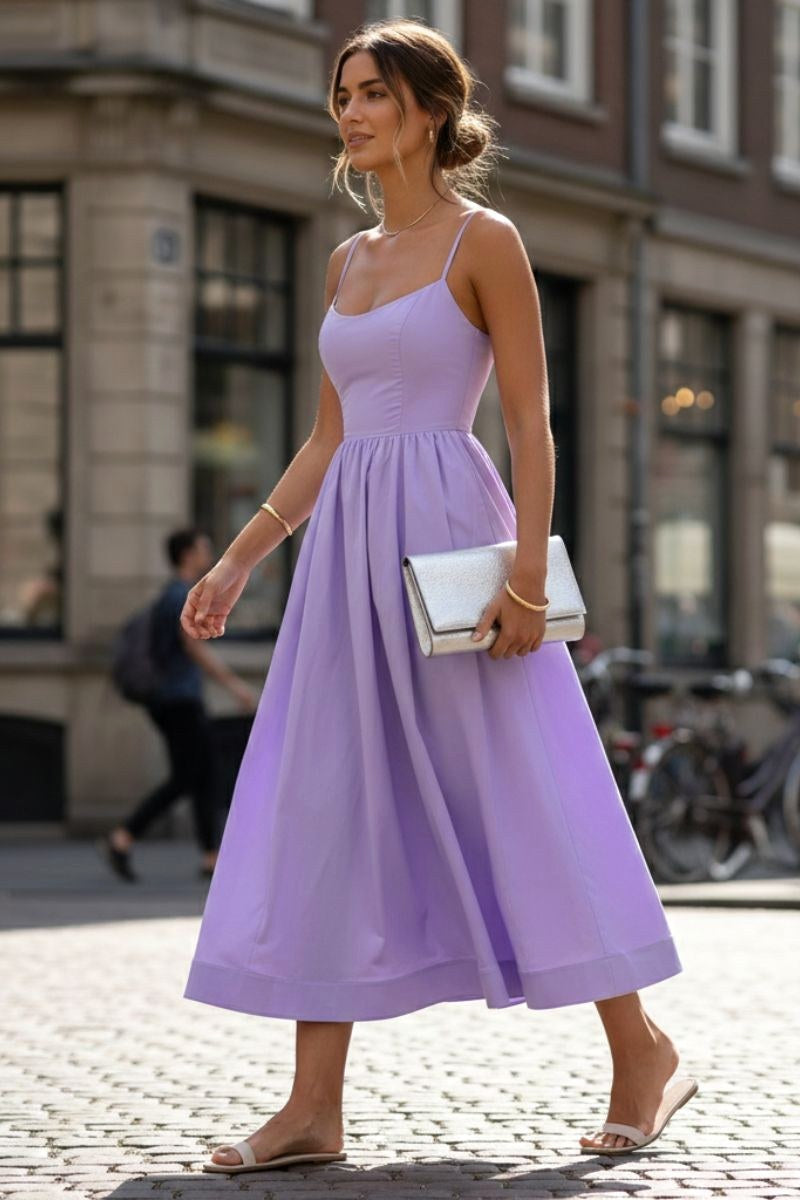 Lacey | Women's Sleeveless Cocktail Midi Dress - Pink