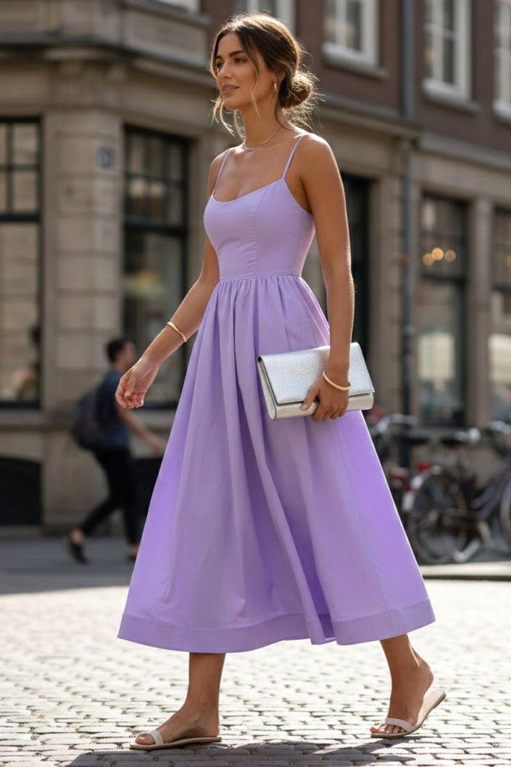 Lacey | Women's Sleeveless Cocktail Midi Dress - Pink