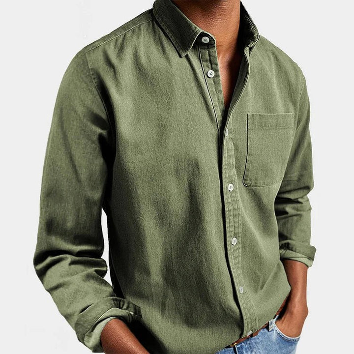 Lachlan | Men's Tailored Cotton Shirt, Smart Business Shirt | The Shrader Sisters | Green