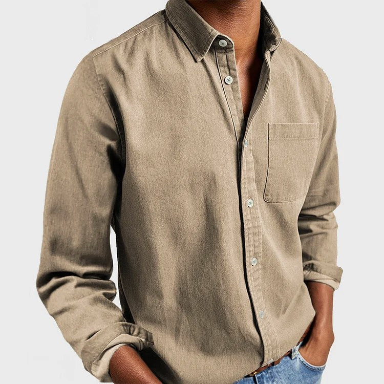 Lachlan | Men's Tailored Cotton Shirt, Smart Business Shirt | The Shrader Sisters | Khaki