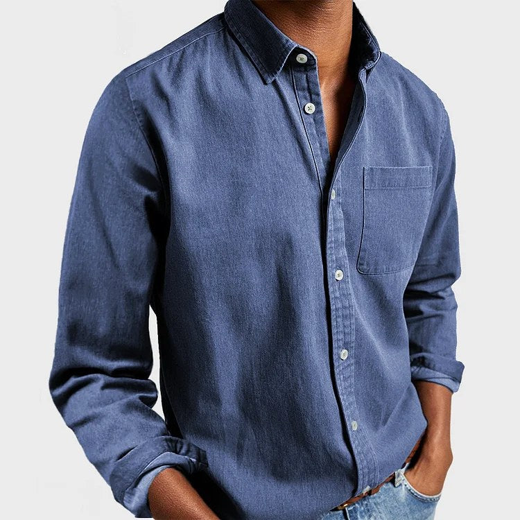 Lachlan | Men's Tailored Cotton Shirt, Smart Business Shirt | The Shrader Sisters | Blue