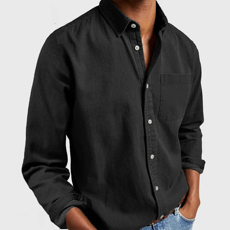 Lachlan | Men's Tailored Cotton Shirt, Smart Business Shirt | The Shrader Sisters | Black