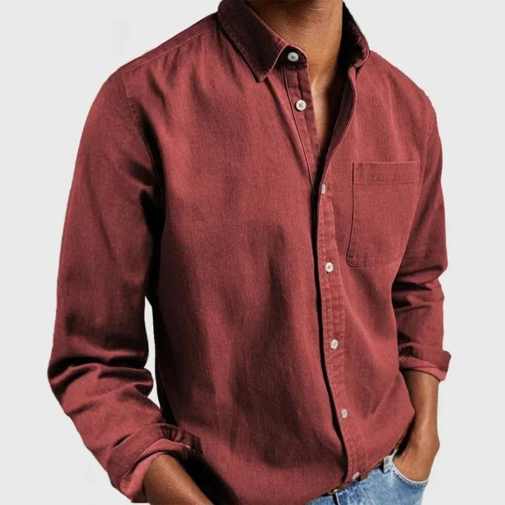 Lachlan | Men's Tailored Cotton Shirt, Smart Business Shirt | The Shrader Sisters | Red
