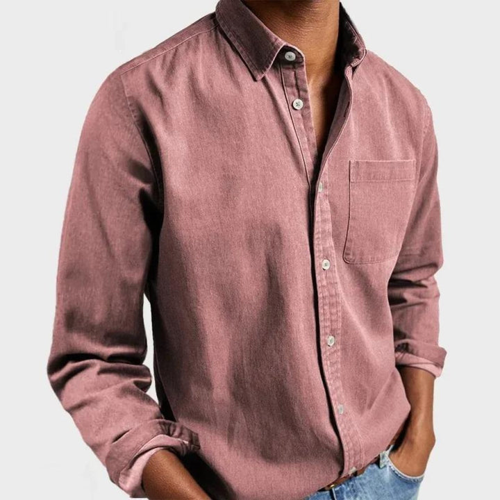 Lachlan | Men's Tailored Cotton Shirt, Smart Business Shirt | The Shrader Sisters | Salmon