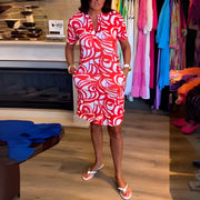 Lainey | Women's Short Sleeve V-Neck Knee-Length Dress