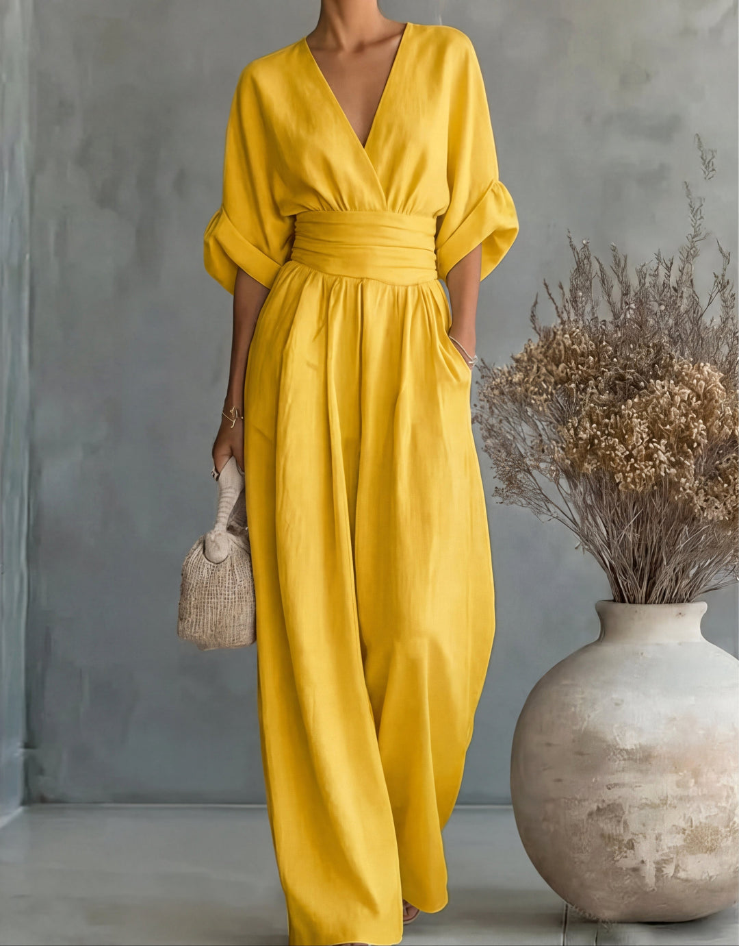 Lani | Women's Wide-Leg Jumpsuit with Wrap Bodice, Flowing One-Piece Suit | The Shrader Sisters