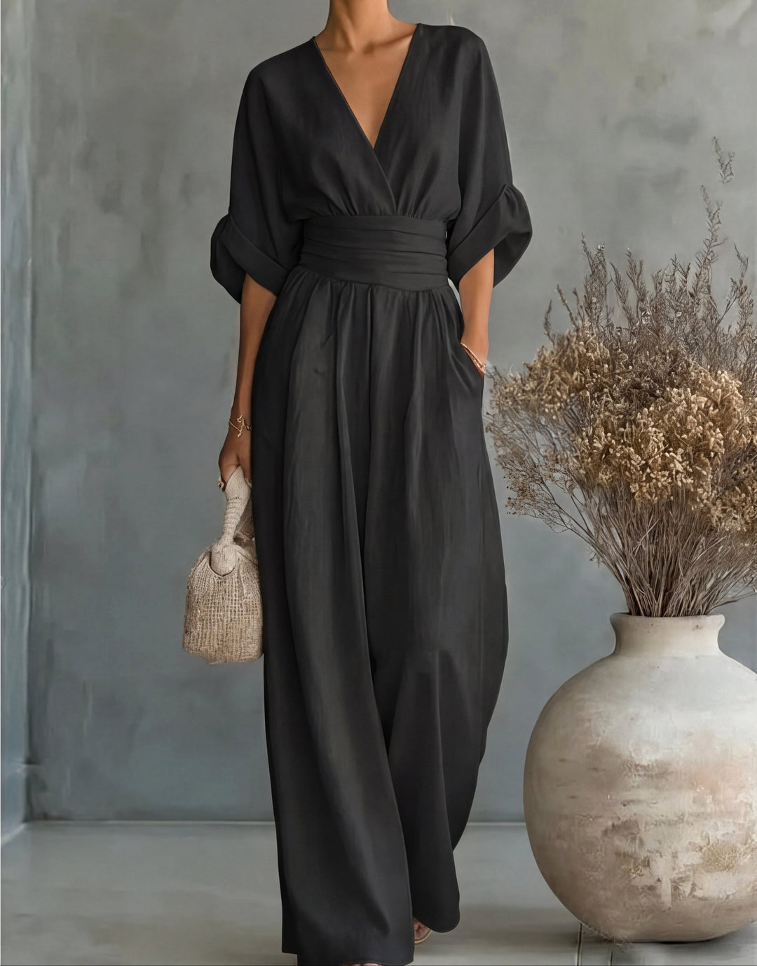 Lani | Women's Wide-Leg Jumpsuit with Wrap Bodice, Flowing One-Piece Suit | The Shrader Sisters