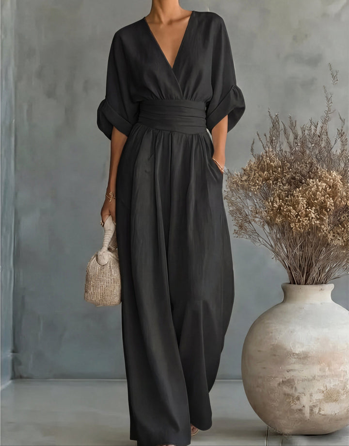 Lani | Women's Wide-Leg Jumpsuit with Wrap Bodice, Flowing One-Piece Suit | The Shrader Sisters