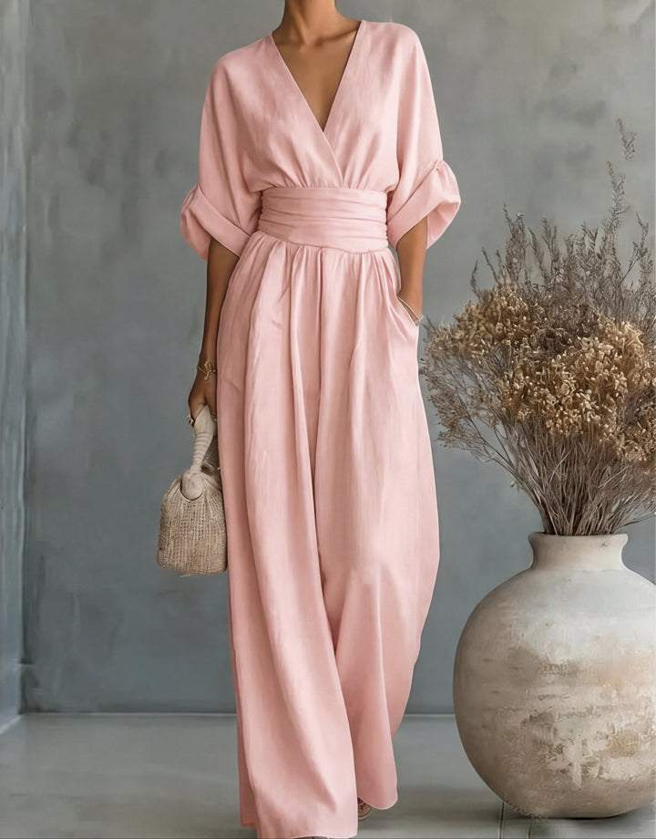 Lani | Women's Wide-Leg Jumpsuit with Wrap Bodice, Flowing One-Piece Suit | The Shrader Sisters