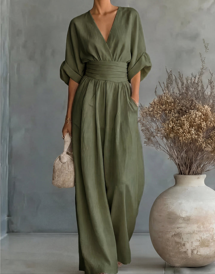 Lani | Women's Wide-Leg Jumpsuit with Wrap Bodice, Flowing One-Piece Suit | The Shrader Sisters