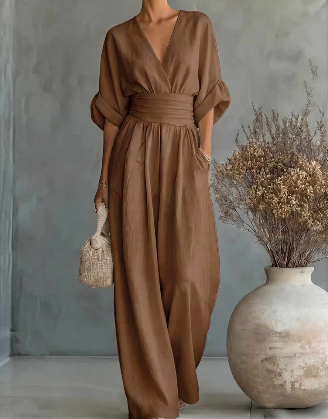 Lani | Women's Wide-Leg Jumpsuit with Wrap Bodice, Flowing One-Piece Suit | The Shrader Sisters
