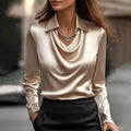 Lara | Women's V-Neck Shimmer Blouse, Elegant Shiny Blouse | The Shrader Sisters | Champagne
