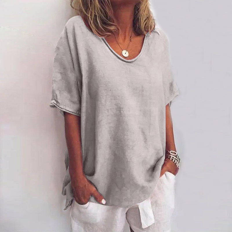 Larissa | Women's Relaxed Flowing Blouse, Loose-Fit Everyday Blouse | The Shrader Sisters | Gray