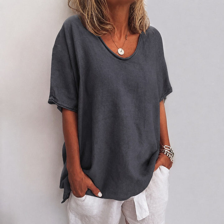 Larissa | Women's Relaxed Flowing Blouse, Loose-Fit Everyday Blouse | The Shrader Sisters | Dark Gray