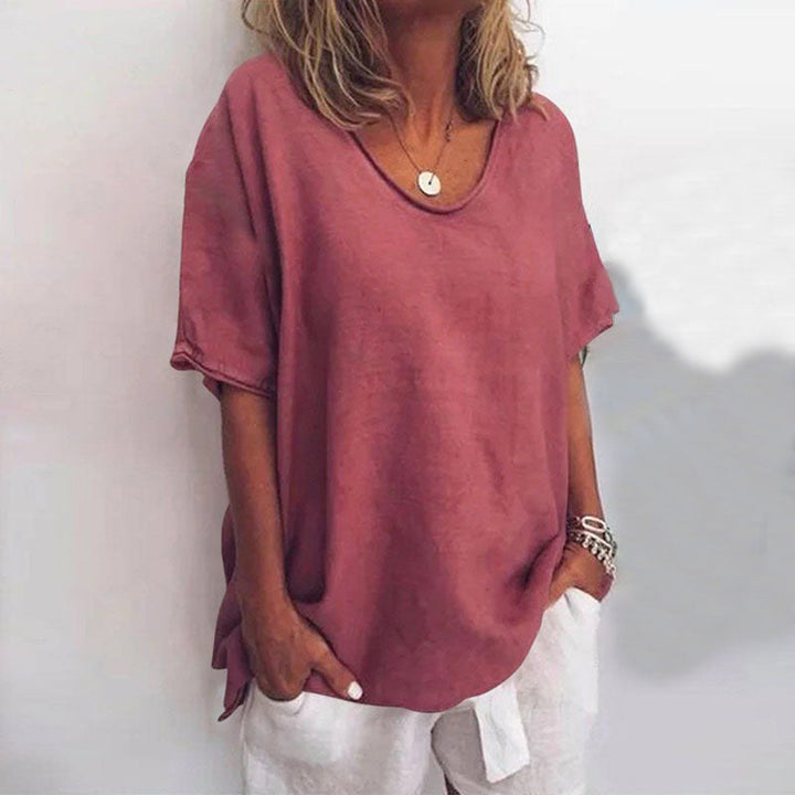 Larissa | Women's Relaxed Flowing Blouse, Loose-Fit Everyday Blouse | The Shrader Sisters | Dark Pink
