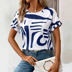 Lauren | Women's Abstract Printed T-Shirt, Relaxed Fit Casual Top | The Shrader Sisters