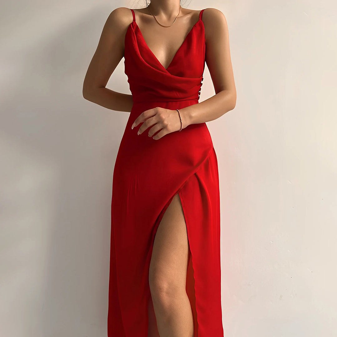 Lauren | Women's Classic V-Neck Midi Dress, Flattering Summer Dress for Holidays and Everyday Wear, Flattering Summer Dress for Holidays and Everyday Wear - image 2