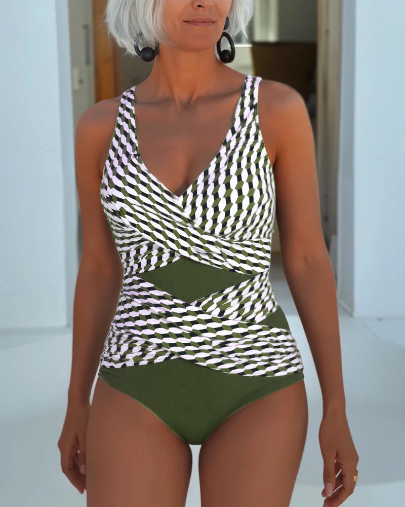 Lauren | Women's Geometric Print One-Piece Swimsuit, Flattering Summer Swimwear for Holidays and Beach Days, Flattering Summer Swimwear for Holidays and Beach Days - image 3