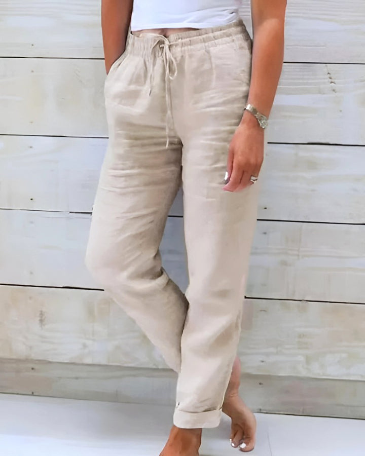 Lauren | Women's Stretchy Lightweight Pull-On Pants - Beige